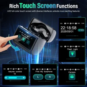 2026 Touch Screen Wireless Waterproof Earphones with Smart Display Case.