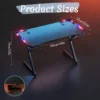 Y‑Shaped Gaming Desk with RGB LED Lights, Ergonomic Carbon‑Fiber Surface - Thumbnail Image 10