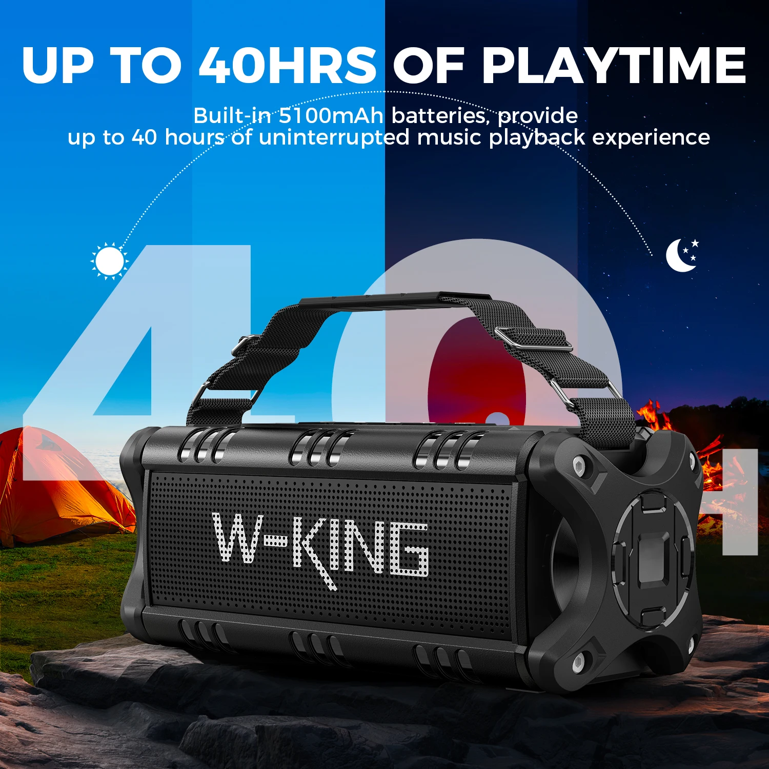 W-KING D8 Bluetooth Speaker, 50W RMS IPX6 Waterproof Loud Speakers Bluetooth Wireless - Image 8