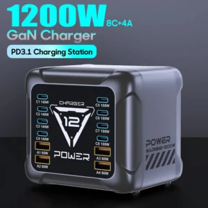 1200W USB C Charger, GaN PD3.1 140W 100W PPS Fast Charging Station Type-C