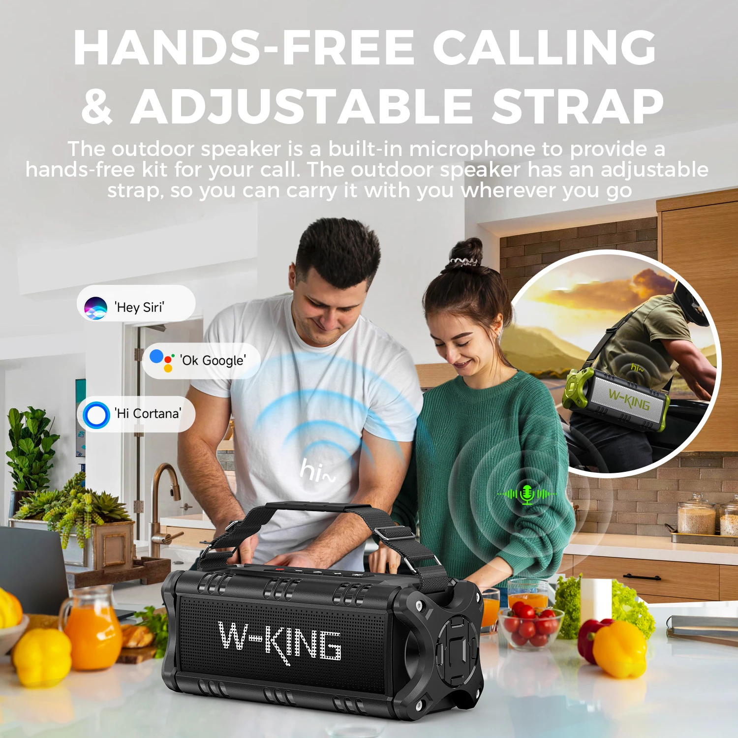 W-KING D8 Bluetooth Speaker, 50W RMS IPX6 Waterproof Loud Speakers Bluetooth Wireless - Image 5