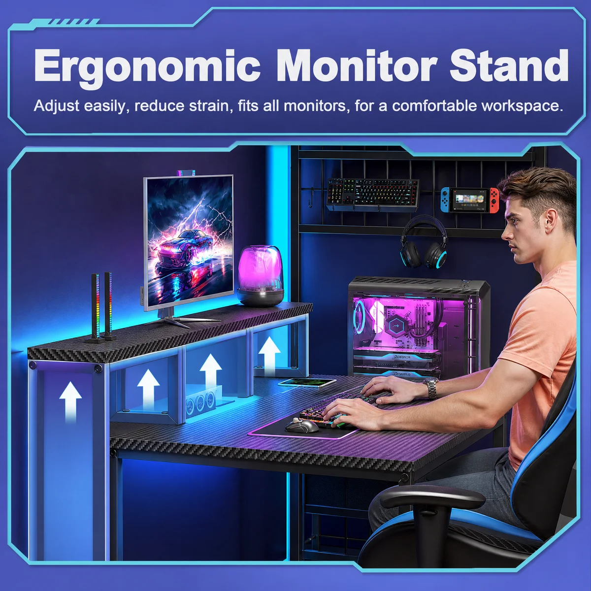 Computer Desk With Drawer, Office Desk With Printer Storage - Image 2