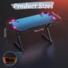 Y‑Shaped Gaming Desk with RGB LED Lights, Ergonomic Carbon‑Fiber Surface - Thumbnail Image 8