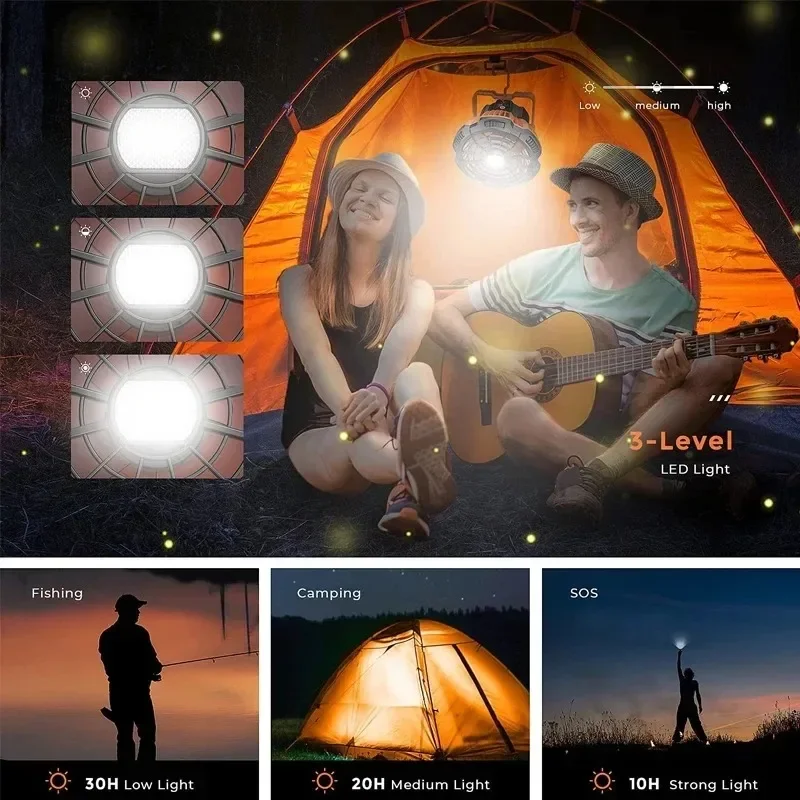 USB Portable Rechargeable Adjustable Speed Lantern Camping Fan - Image 4