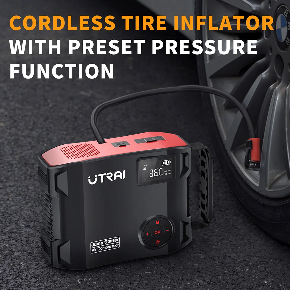 UTRAI 4 In 1 2000A Jump Starter Power Bank 16000mAh 150PSI Air Compressor Tire Pump - Image 1