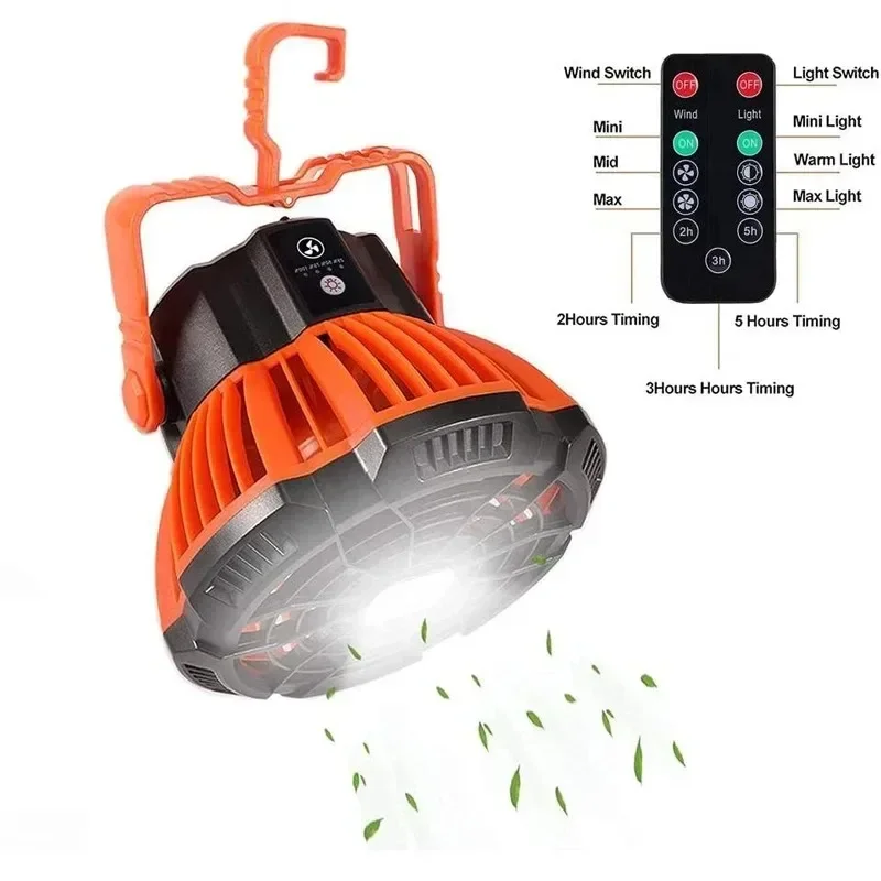 USB Portable Rechargeable Adjustable Speed Lantern Camping Fan - Image 5