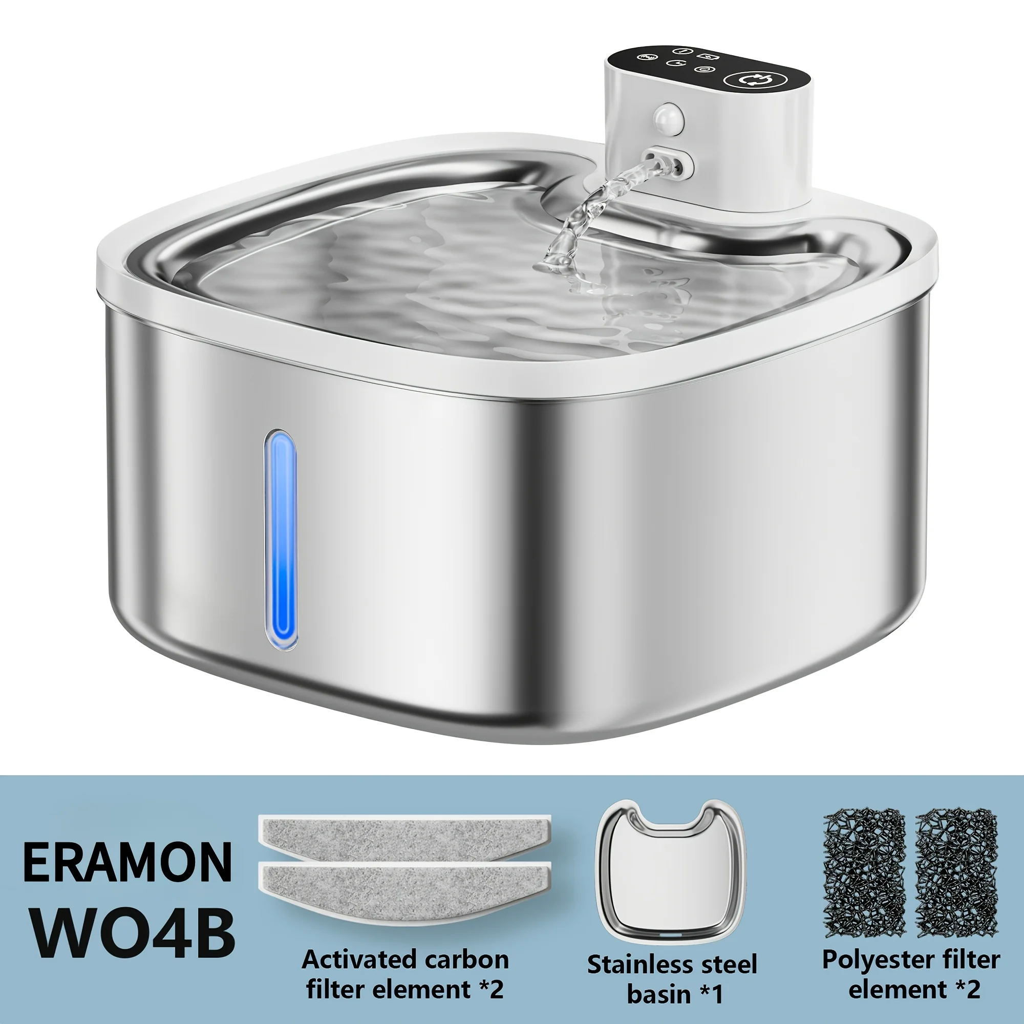 3.5L/118oz Stainless Steel Wireless Smart  Indoor Cats & Dogs Water Bowl Dispenser - Image 9
