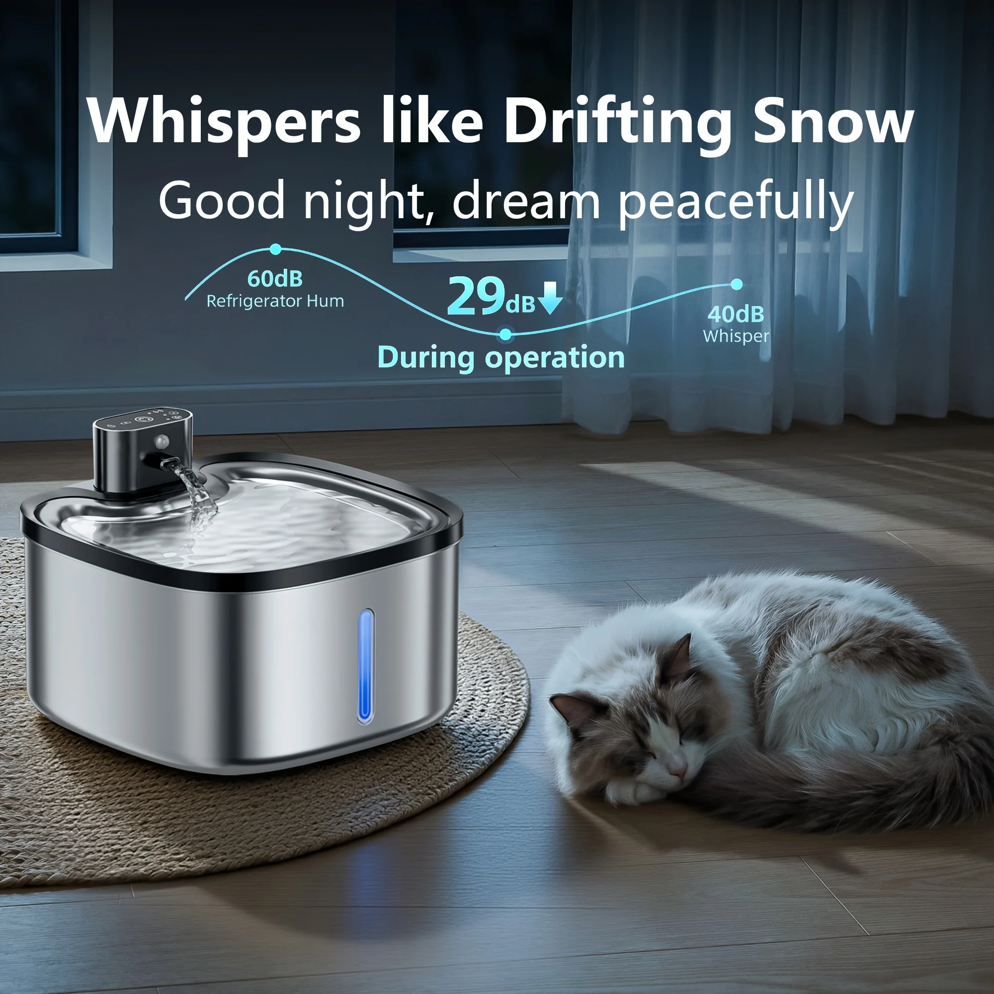 3.5L/118oz Stainless Steel Wireless Smart  Indoor Cats & Dogs Water Bowl Dispenser - Image 5