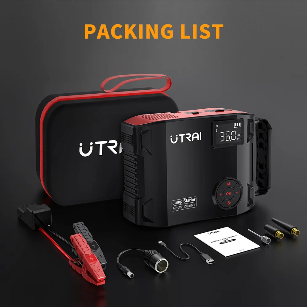 UTRAI 4 In 1 2000A Jump Starter Power Bank 16000mAh 150PSI Air Compressor Tire Pump - Image 5